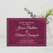 Elegante klassische burgunderrote Beeren-Hochzeit- Save The Date (Stehend Vorderseite)