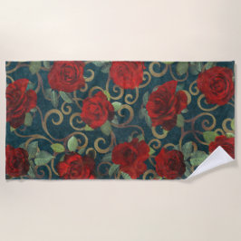 Elegante, klassische Damaske Vintag Chic Aquamarin Strandtuch