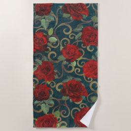 Elegante, klassische Damaske Vintag Chic Aquamarin Strandtuch