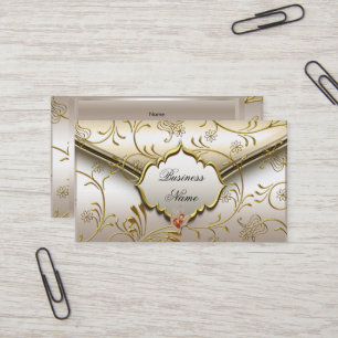 Elegante klassische Damast-Karamell-Creme-Beige-Go Visitenkarte