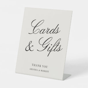 Elegante klassische Elfenbeinkarten und Geschenke Sockelschild