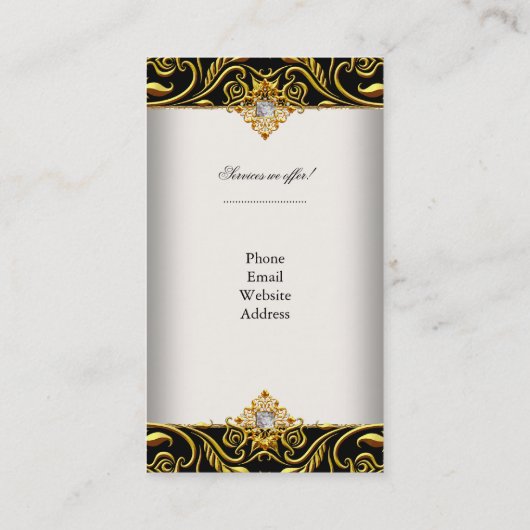 Elegante Klassische Elite Gold Creme Schwarz auf G Visitenkarte (Rückseite)