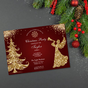 Elegante klassische Engel-Weihnachtsdinnerparty Einladung