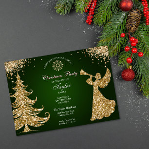 Elegante klassische Engel-Weihnachtsdinnerparty Einladung