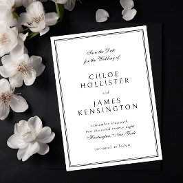 Elegante klassische feierliche Schwarz-weiße Hochz Save The Date