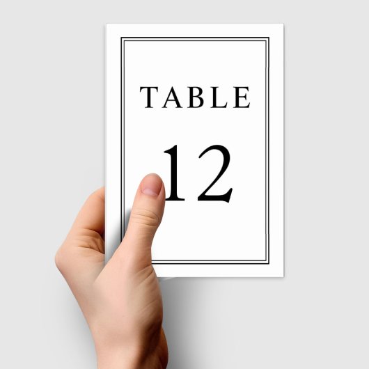 Elegante klassische feierliche Schwarz-weiße Hochz Tischnummer