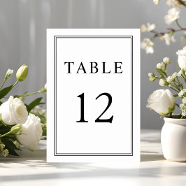 Elegante klassische feierliche Schwarz-weiße Hochz Tischnummer