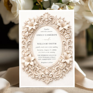 Elegante klassische florale barocke Rahmenhochzeit Einladung