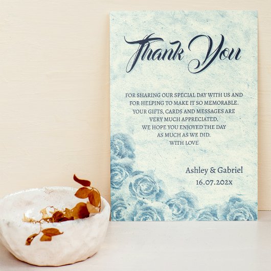 Elegante klassische florale rustikale Hochzeit Vie Dankeskarte