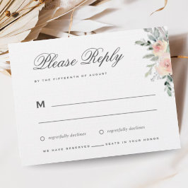 Elegante klassische formale Hochzeit mit floralen  RSVP Karte