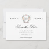 Elegante klassische formale Monogramm-Blumenhochze Save The Date (Vorderseite)