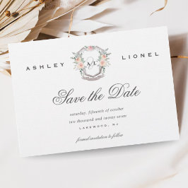 Elegante klassische formale Monogramm-Blumenhochze Save The Date