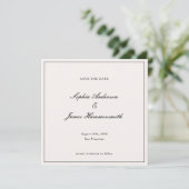 Elegante klassische formale Schwarz-Rahmen-Skripte Save The Date (Stehend Vorderseite)