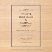 Elegante klassische formale Schwarz-Weiß-Hochzeit Acryleinladungen (Vorderseite)