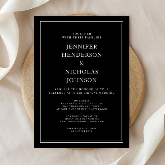 Elegante klassische formale Schwarz-weiße virtuell Einladung