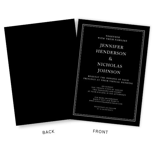 Elegante klassische formale Schwarz-weiße virtuell Einladung