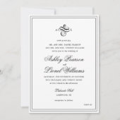 Elegante klassische formale Skriptmonogramm-Hochze Einladung (Vorderseite)