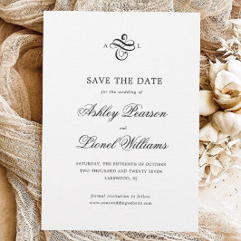 Elegante klassische formale Skriptmonogramm-Hochze Save The Date