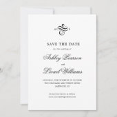 Elegante klassische formale Skriptmonogramm-Hochze Save The Date (Vorderseite)