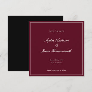 Elegante Klassische Formelle Burgunderrote Schrift Save The Date