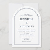 Elegante klassische formelle Hochzeit der Navy Einladung (Vorderseite)