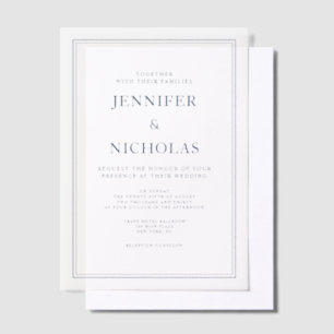 Elegante klassische formelle Navy-Blau-Hochzeit Pergament Einladungen