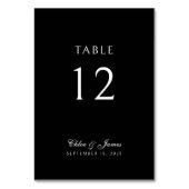 Elegante klassische formelle schwarze Namen Hochze Tischnummer (Rückseite)