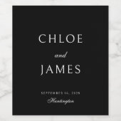 Elegante klassische formelle schwarze Namen Hochze Weinetikett (Einzelnes Label)