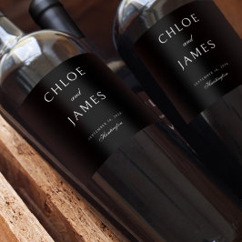 Elegante klassische formelle schwarze Namen Hochze Weinetikett