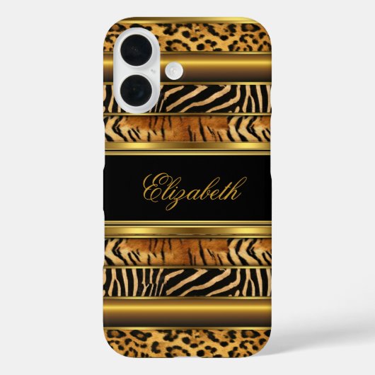 Elegante klassische Gold Mixed Animal Print Case-Mate iPhone Hülle (Rückseite)