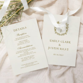 Elegante klassische Golden Monogram Hochzeitdetail Begleitkarte