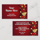 Elegante Klassische Goldene Rote Rose Visitenkarte (Vorne/Hinten)