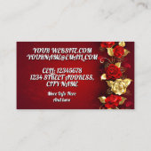 Elegante Klassische Goldene Rote Rose Visitenkarte (Rückseite)