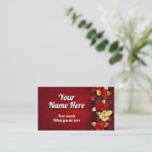 Elegante Klassische Goldene Rote Rose Visitenkarte (Stehend Vorderseite)
