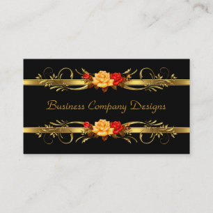 Elegante Klassische Goldene Schwarze Rosen Visitenkarte