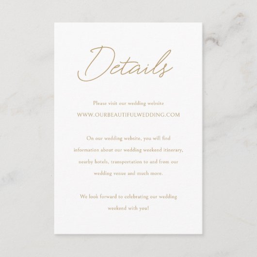 Elegante klassische Hochzeit Begleitkarte (Vorderseite)