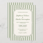 Elegante klassische Hochzeit & Beige gestreift Einladung (Vorne/Hinten)