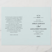 Elegante klassische Hochzeit. Blaues Programm (Vorderseite)