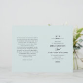 Elegante klassische Hochzeit. Blaues Programm (Stehend Vorderseite)