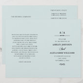 Elegante klassische Hochzeit. Blaues Programm gefa (Vorne/Hinten)