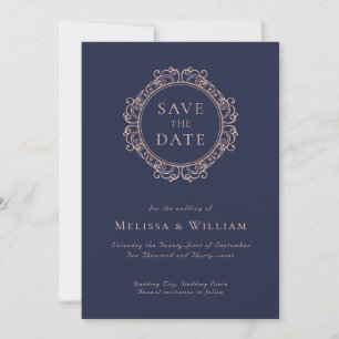 Elegante klassische Hochzeit der Marine Save The Date