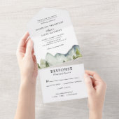 Elegante klassische Hochzeit im Bergwald All In One Einladung (Abreißen)