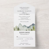 Elegante klassische Hochzeit im Bergwald All In One Einladung (Innen Boden)