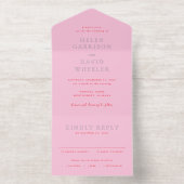 Elegante klassische Hochzeit in Rosa und Rot All-in-One-Einladung (Innenseite)