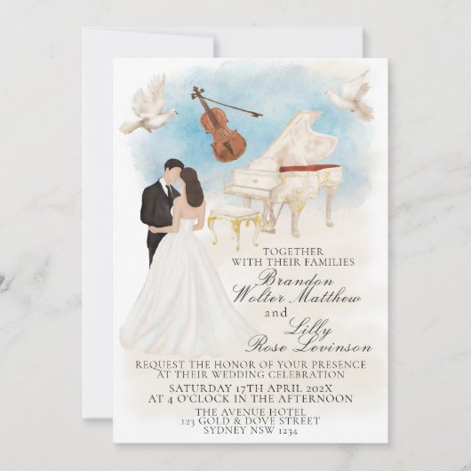 Elegante klassische Hochzeit mit Bride & Groom Pia Einladung (Vorderseite)