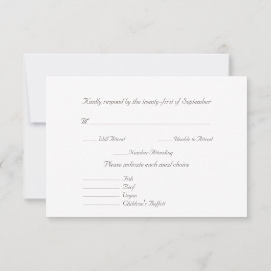 Elegante, klassische Hochzeit mit Elfenbeinkupfer RSVP Karte (Rückseite)