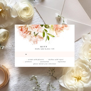 Elegante klassische Hochzeit mit floralen Wasserfa RSVP Karte