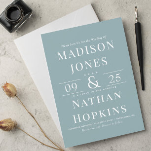 Elegante klassische Hochzeit mit modernem Meerglas Einladung