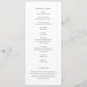 Elegante klassische Hochzeit Programm (Rückseite)