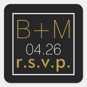 elegante klassische Hochzeit r.s.v.p. Quadratischer Aufkleber